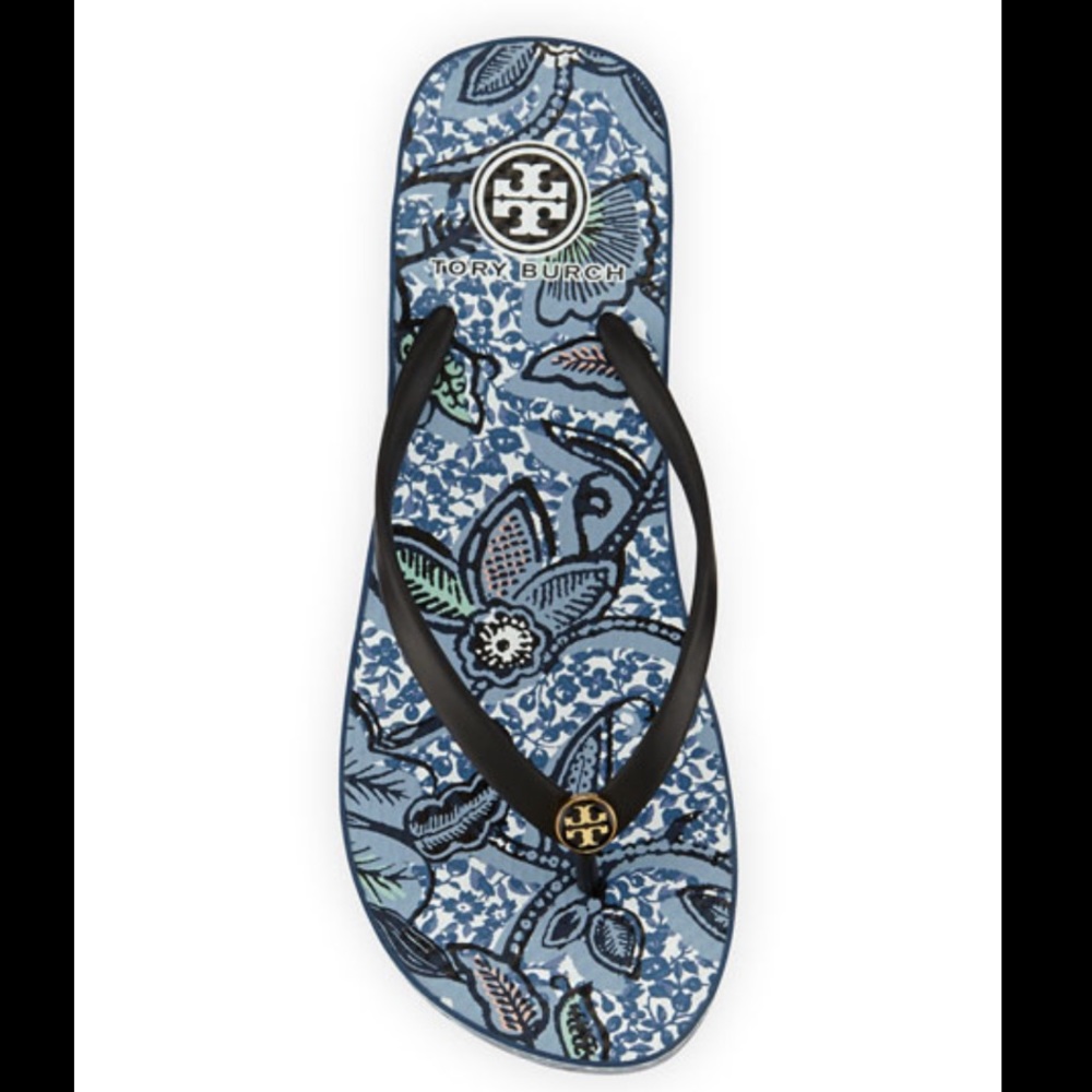 Tory Burch Thandie Printed Wedge Flip-Flop Sandal